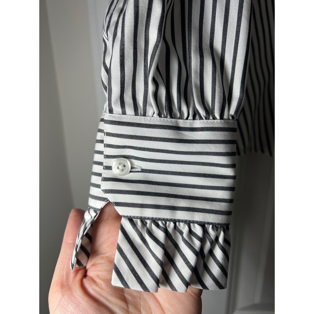 Brooks Brothers Women Ruffle Collared Supima Cottom Striped Button Down Shirt - Picture 4 of 9